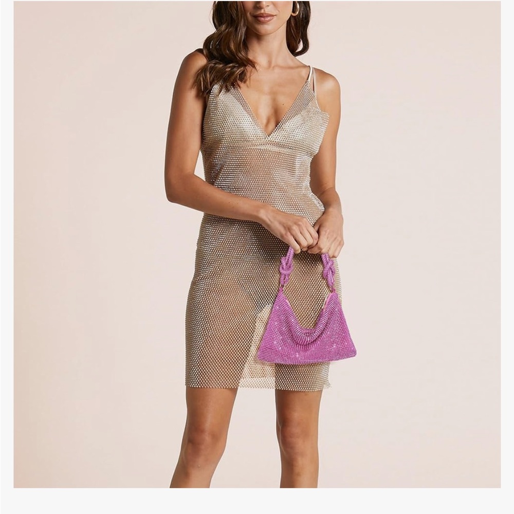 Pink rhinestone evening bag